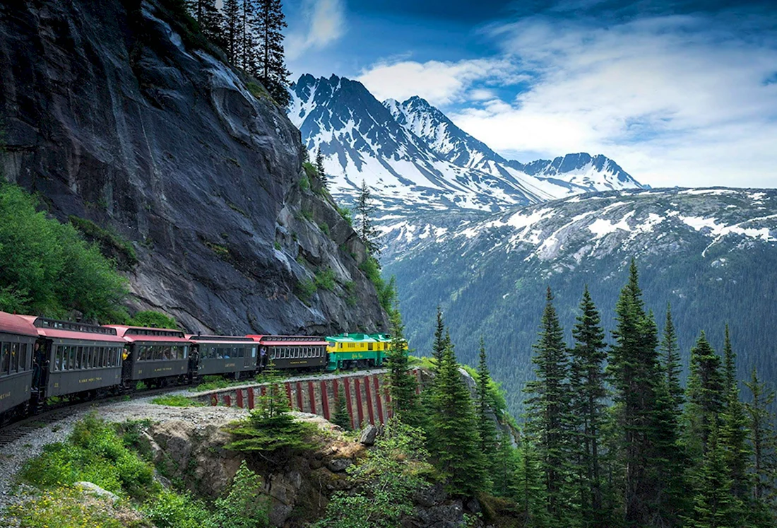 Железная дорога Аляски белый перевал