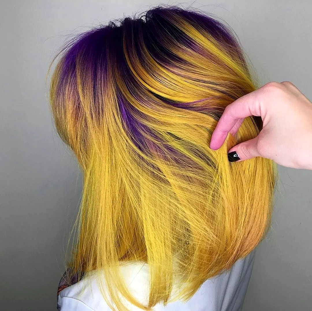 Желто фиолетовые волосы