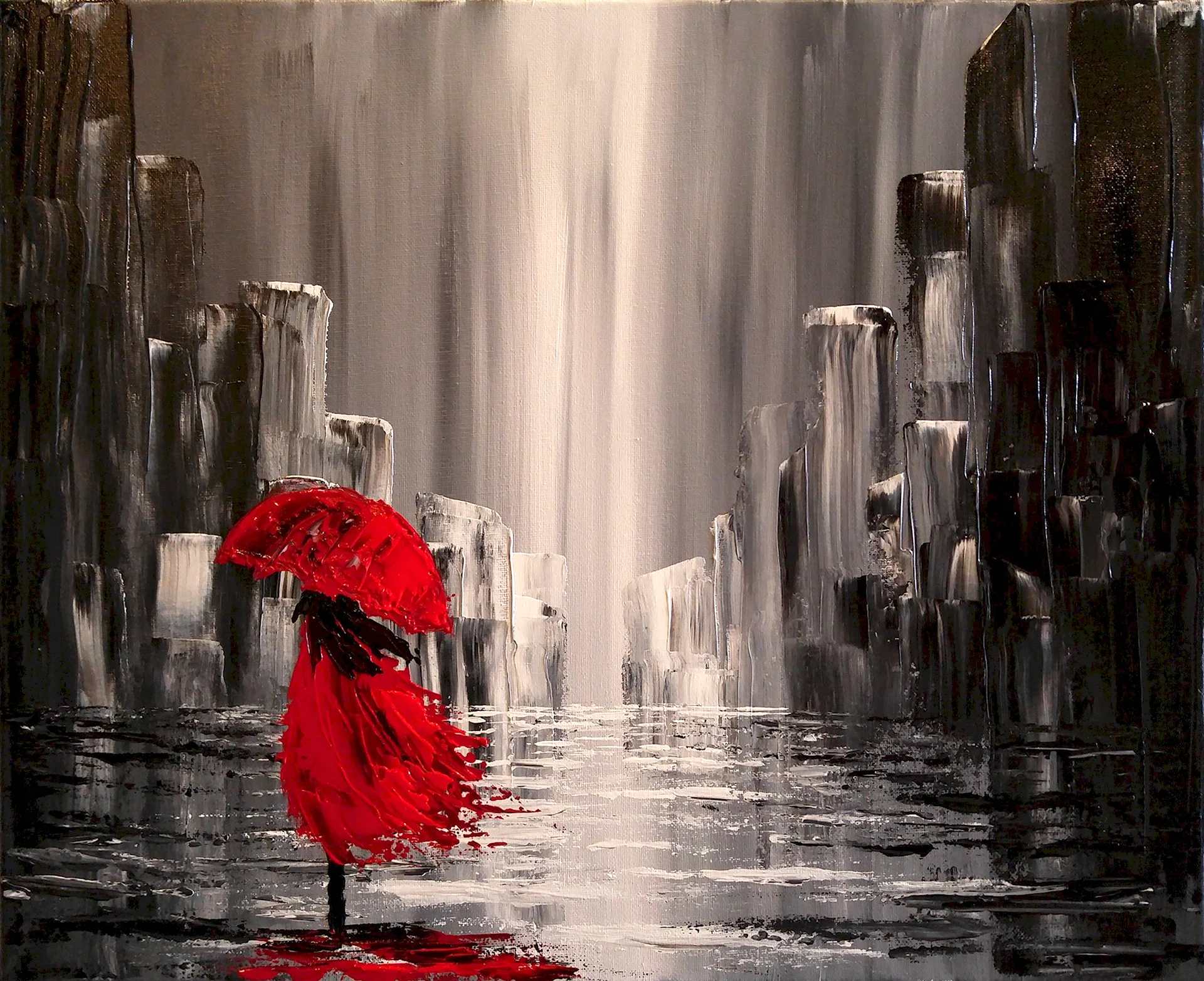 Женщина с красным зонтом
