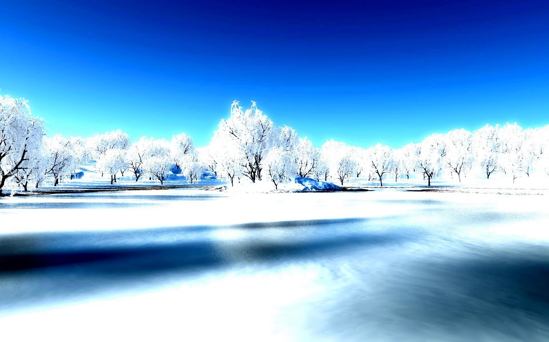 Зимний пейзаж однотонный