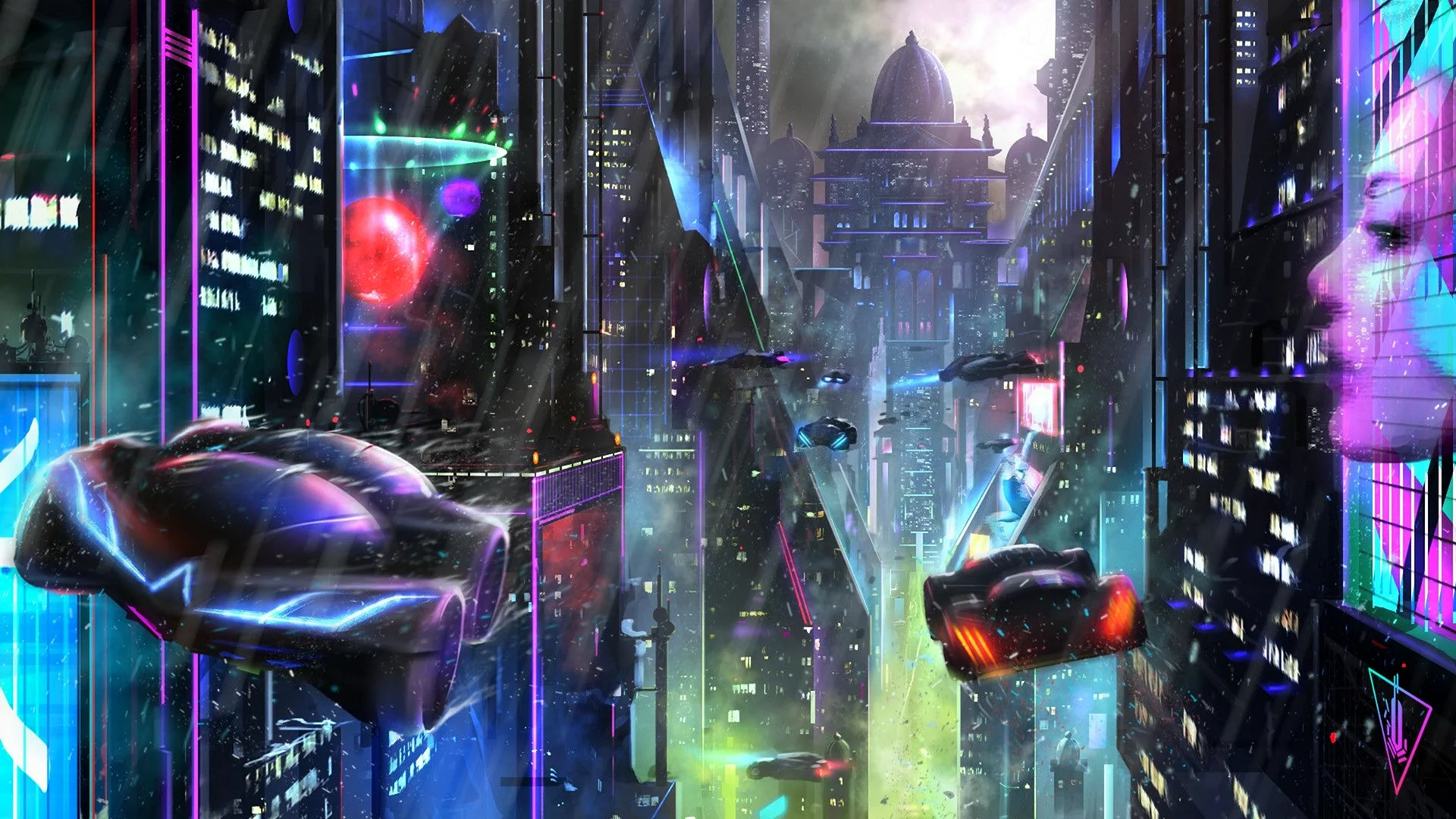 Cyberpunk Art City зеленый