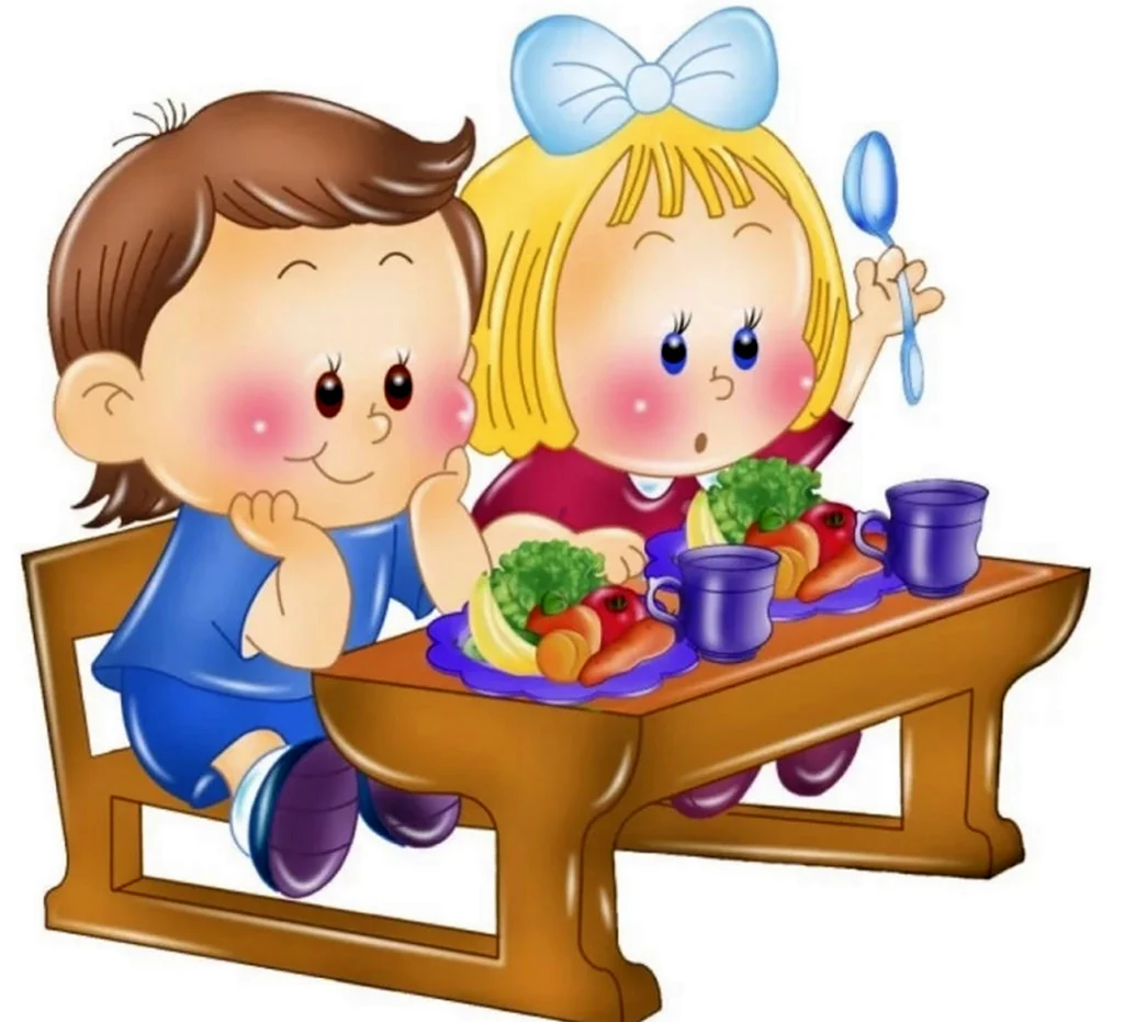 Дети за столом в детском саду