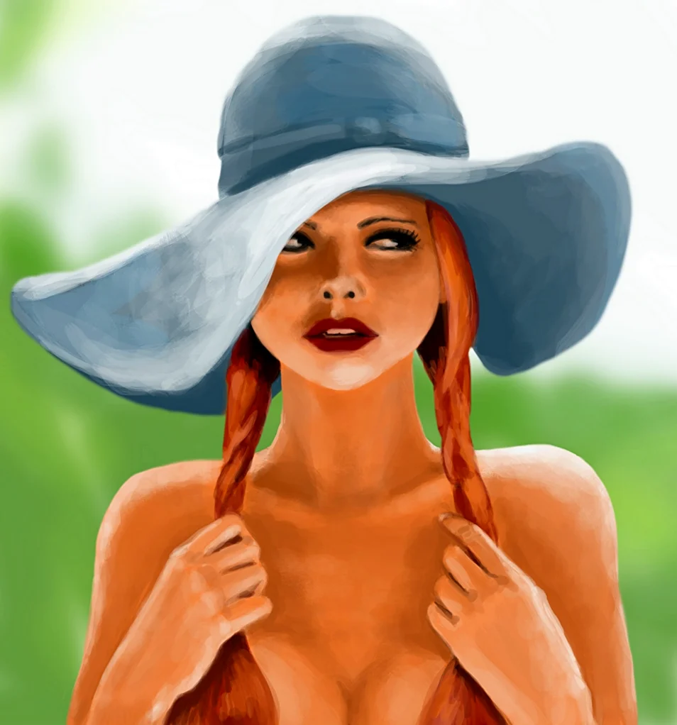 Девушка в шляпе рисунок