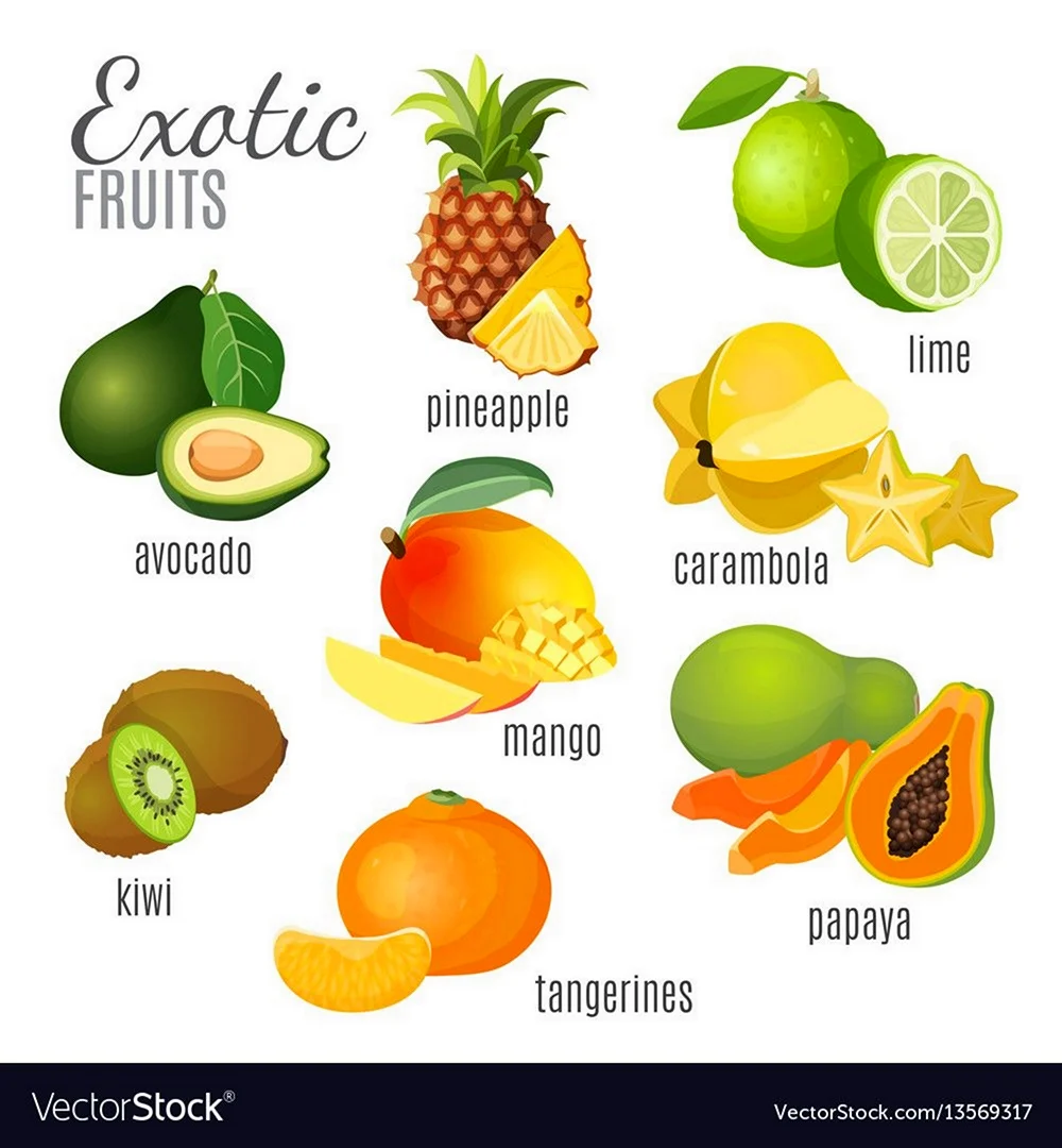 Экзотические фрукты манго авокадо папайя