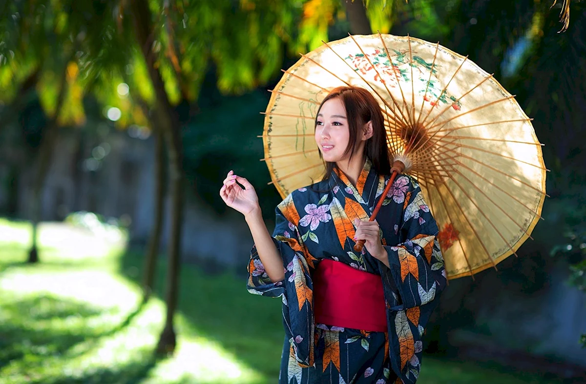 Японка с зонтом