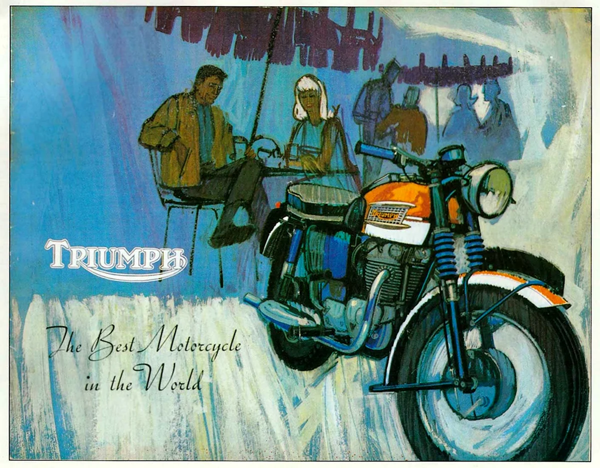 Иллюстрации со старыми мотоциклами Триумф
