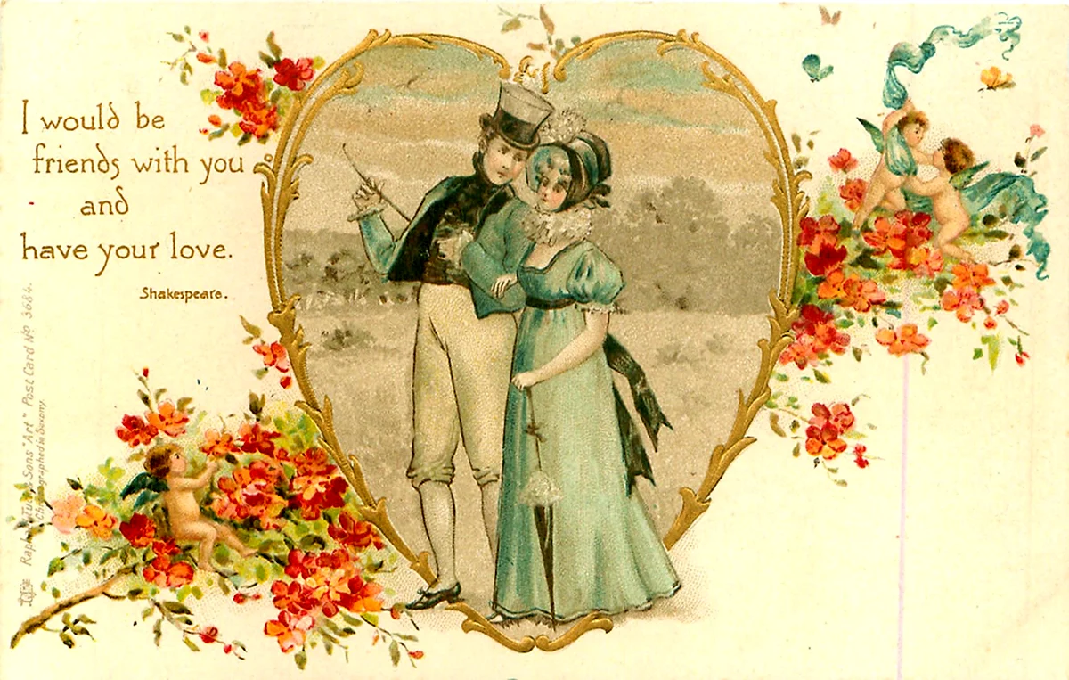 Любовь сердца Антикварные открытки