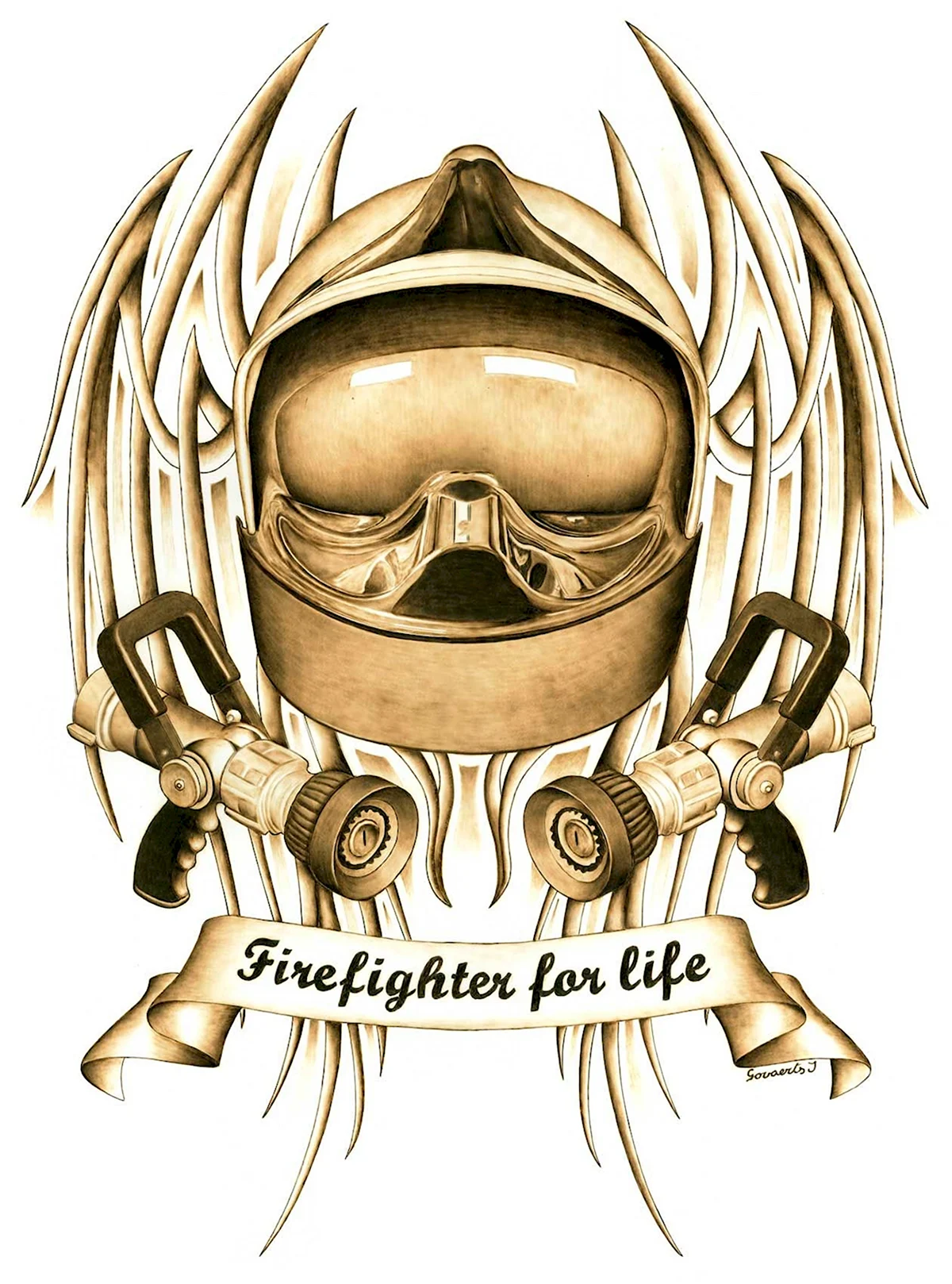 Логотип пожарной охраны тату