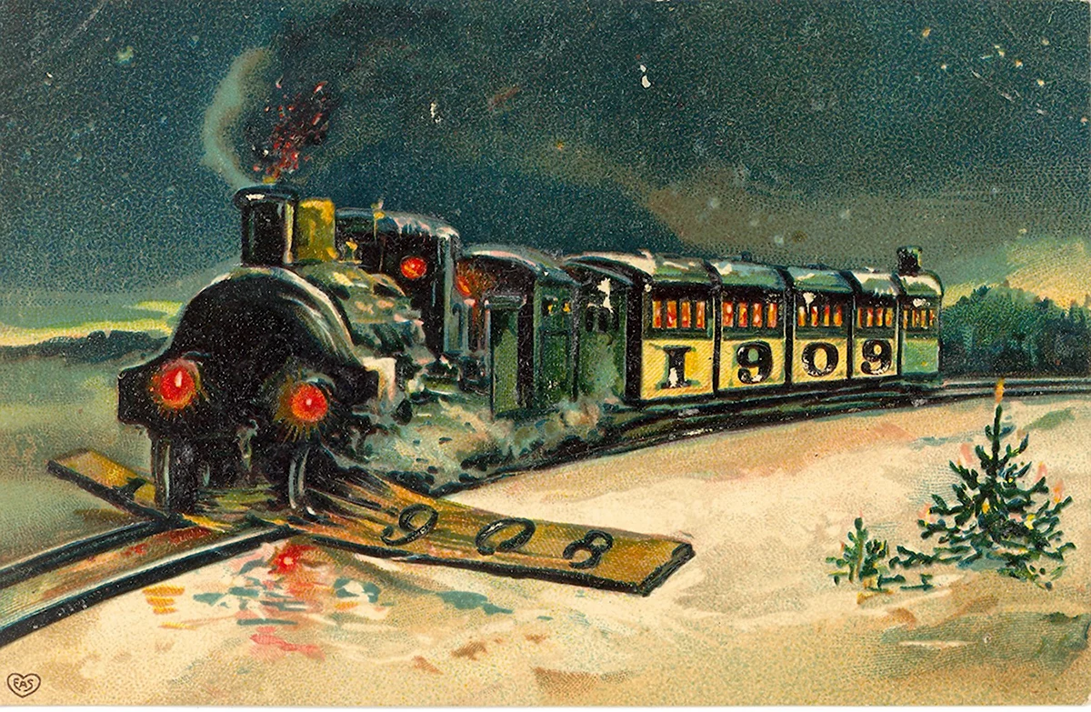 Новогодние открытки с паровозом