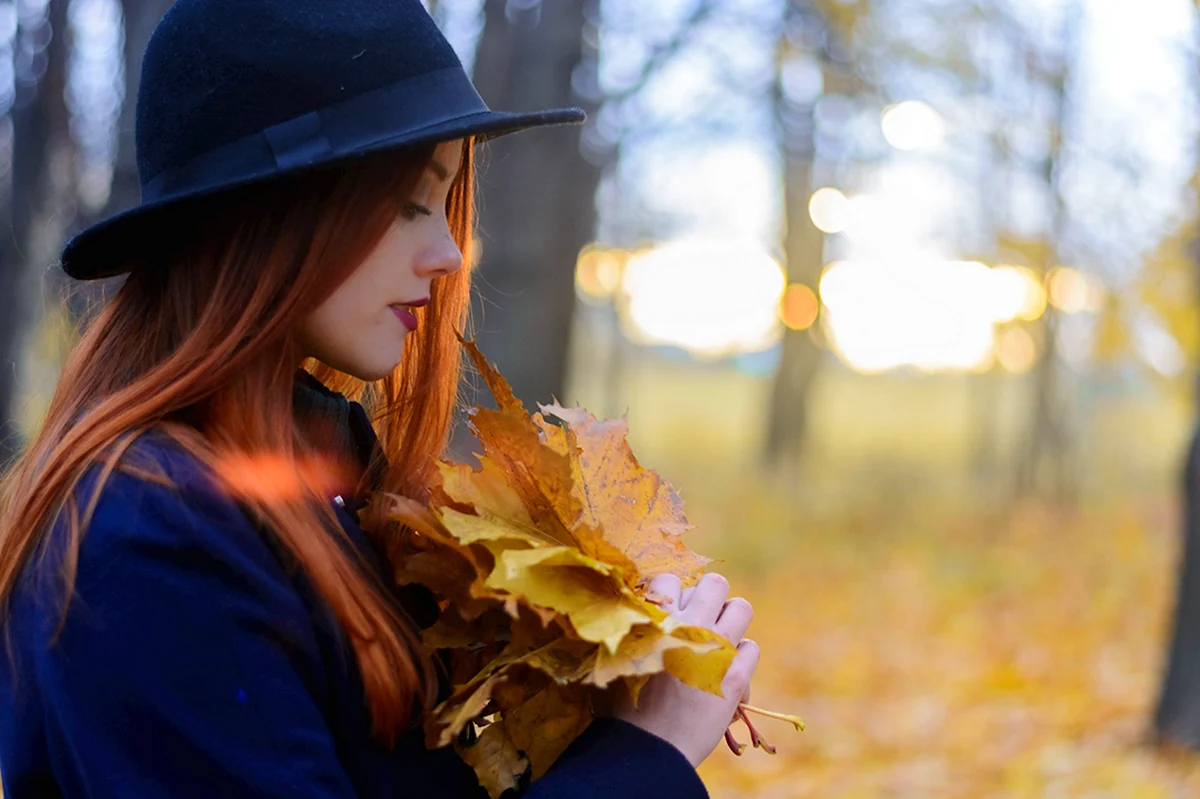 Осень девушка в шляпке