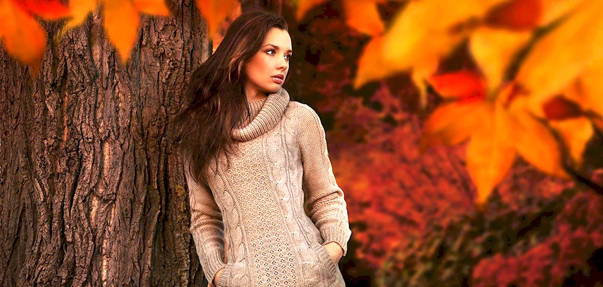 Осенние фотосессии девушек в парке в свитер