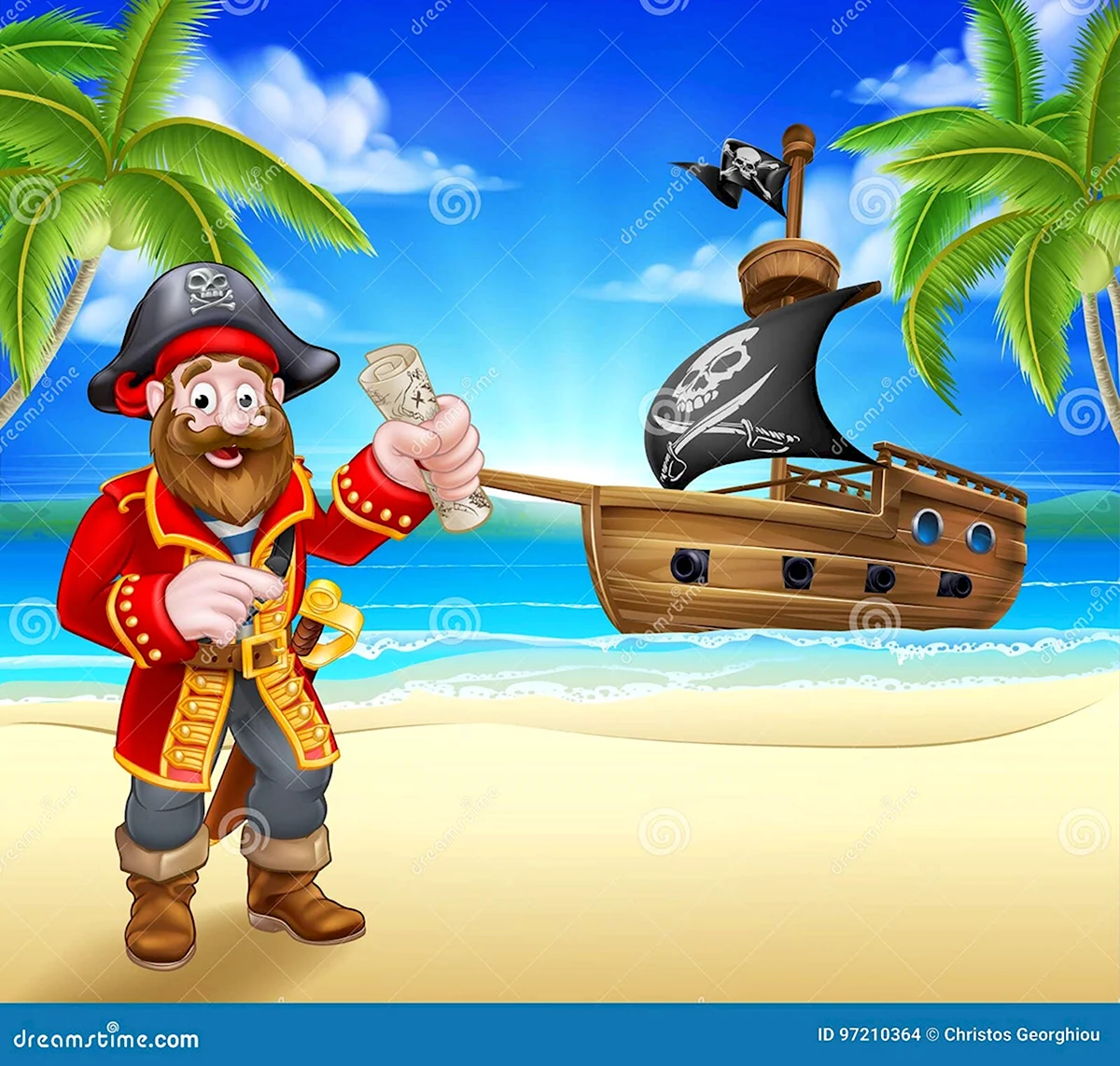 Пираты на корабле мультяшные