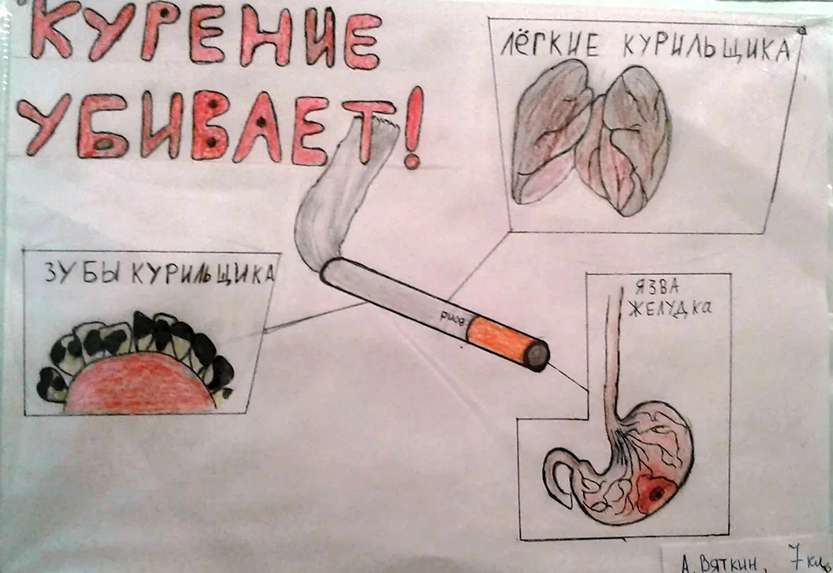 Плакат о вреде курения для школьников