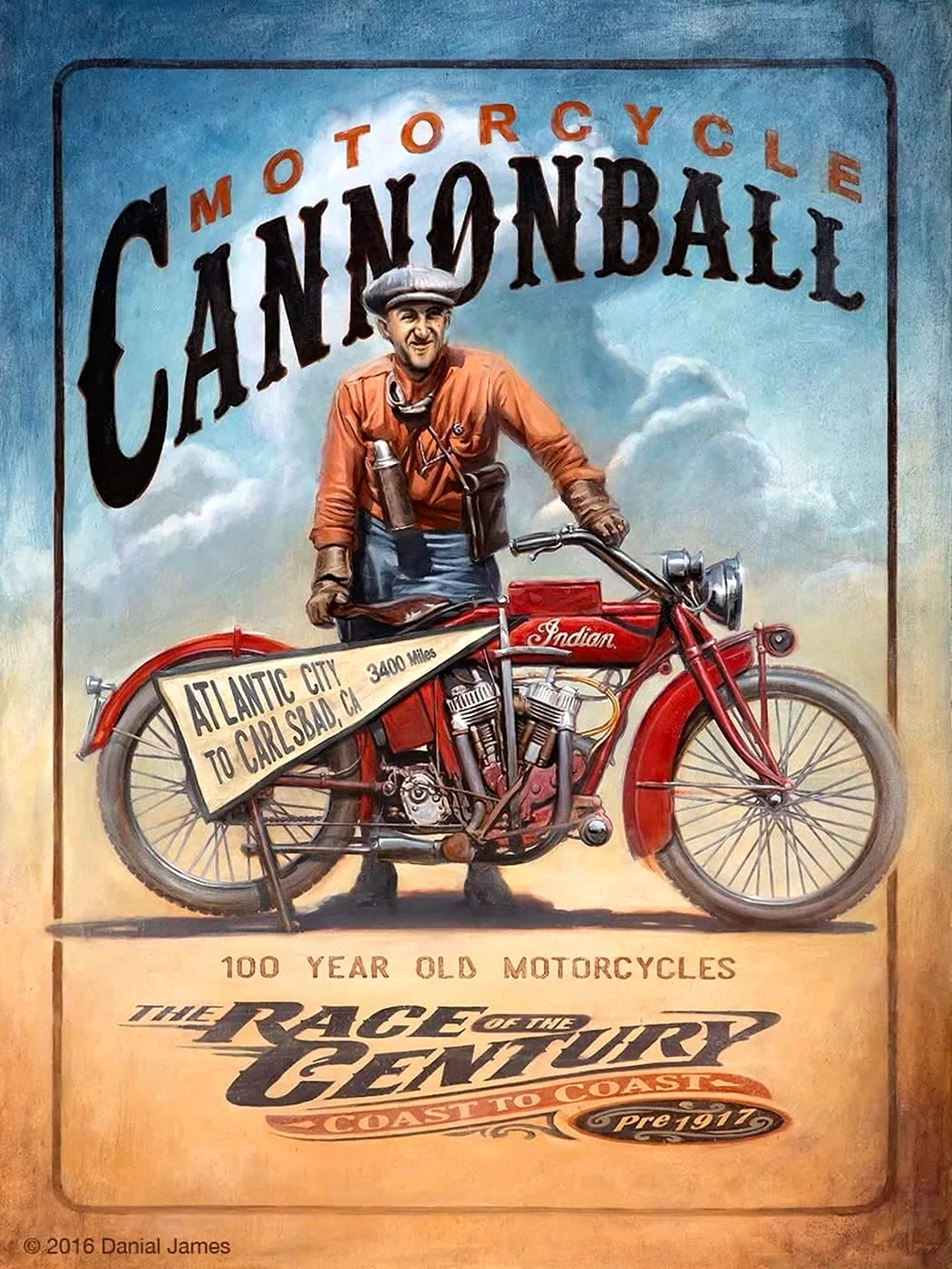Рекламный плакат мотоциклов Индиан