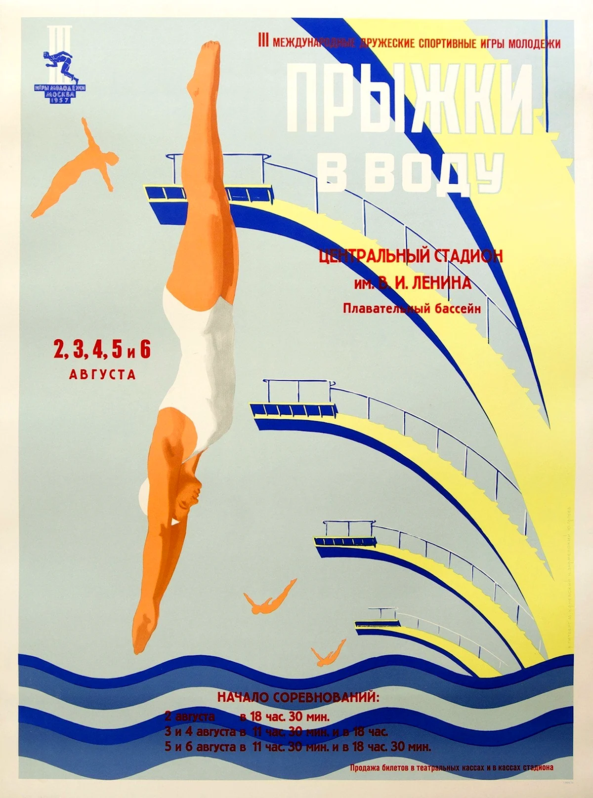 Советский плакат бассейн