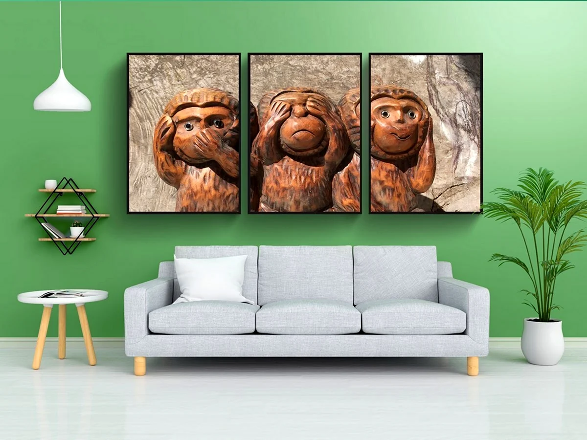 Три Мудрые обезьяны в интерьере