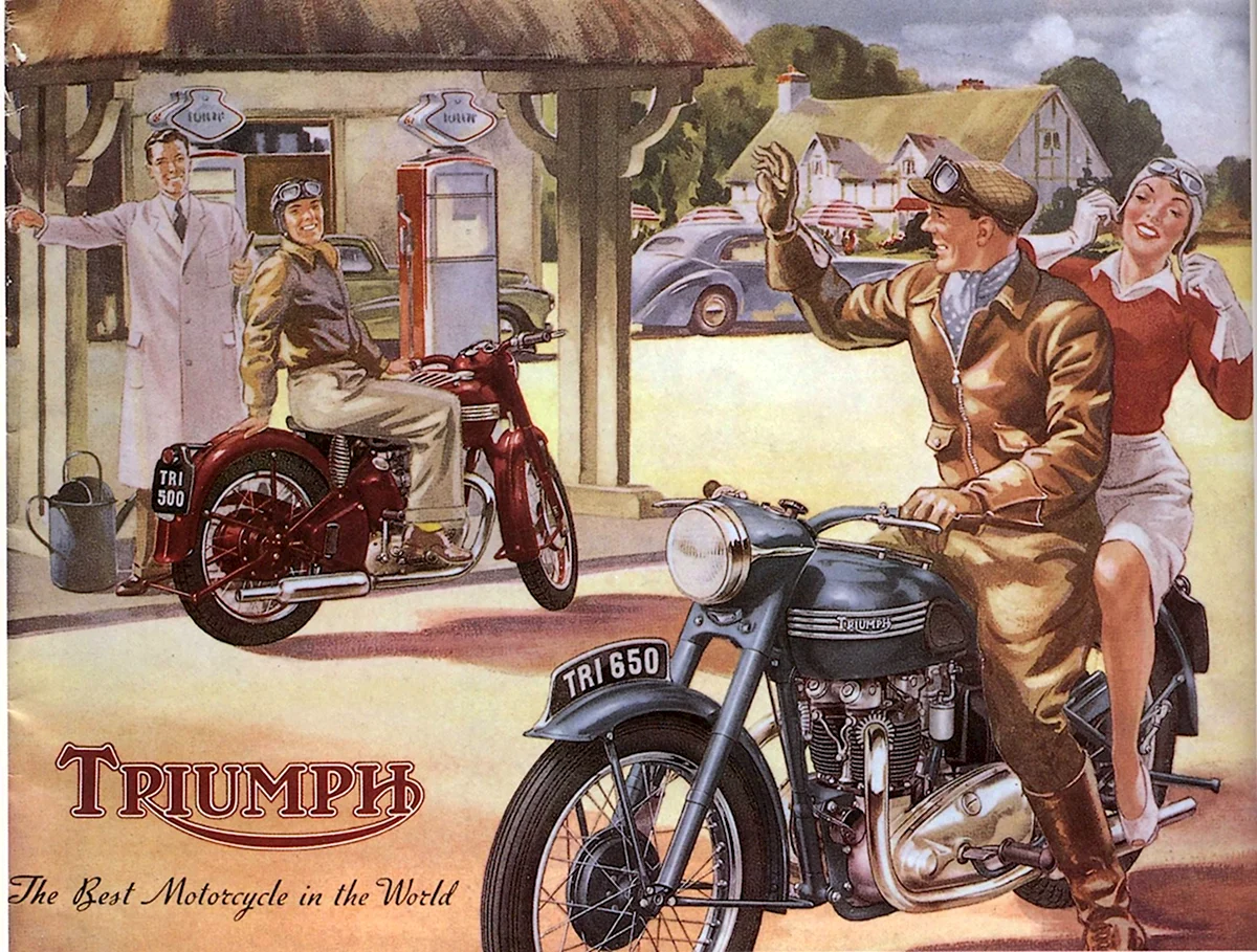 Triumph Motorcycle Vintage Art