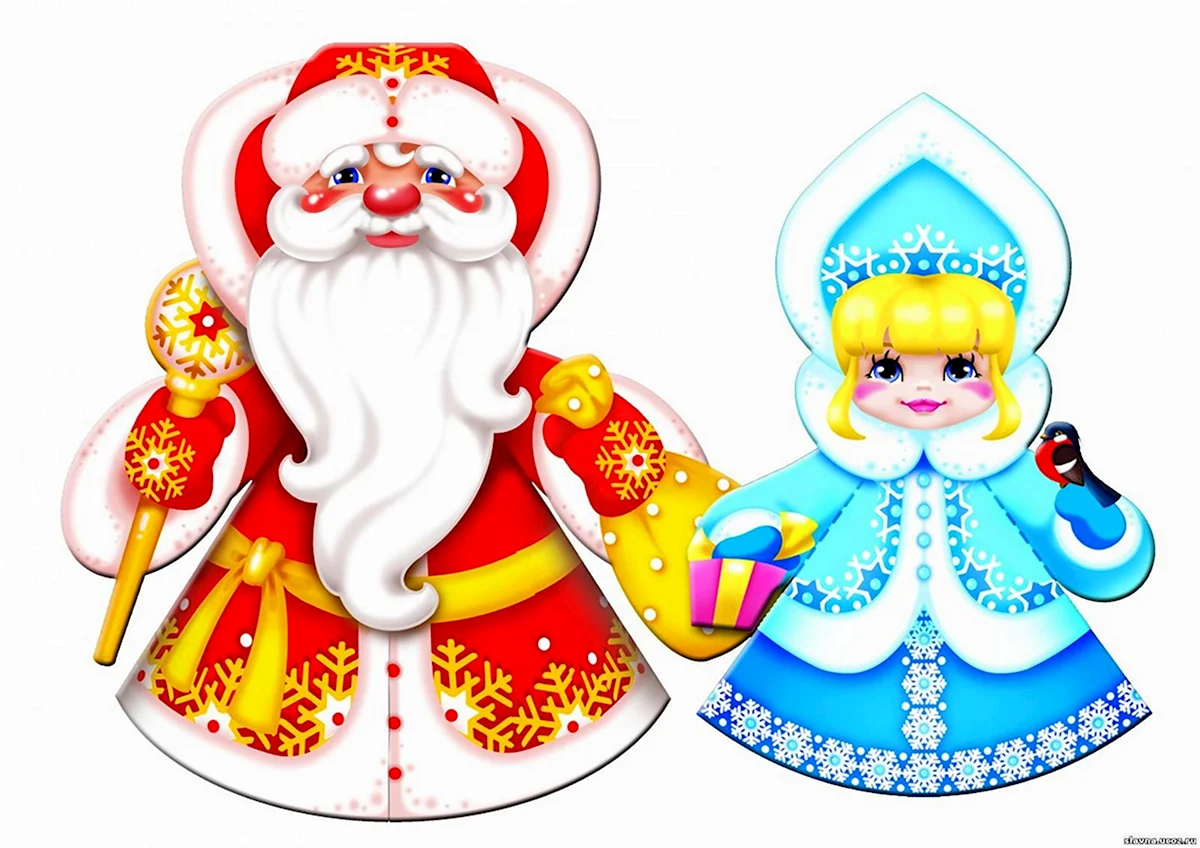 Цветной трафарет Деда Мороза и Снегурочки