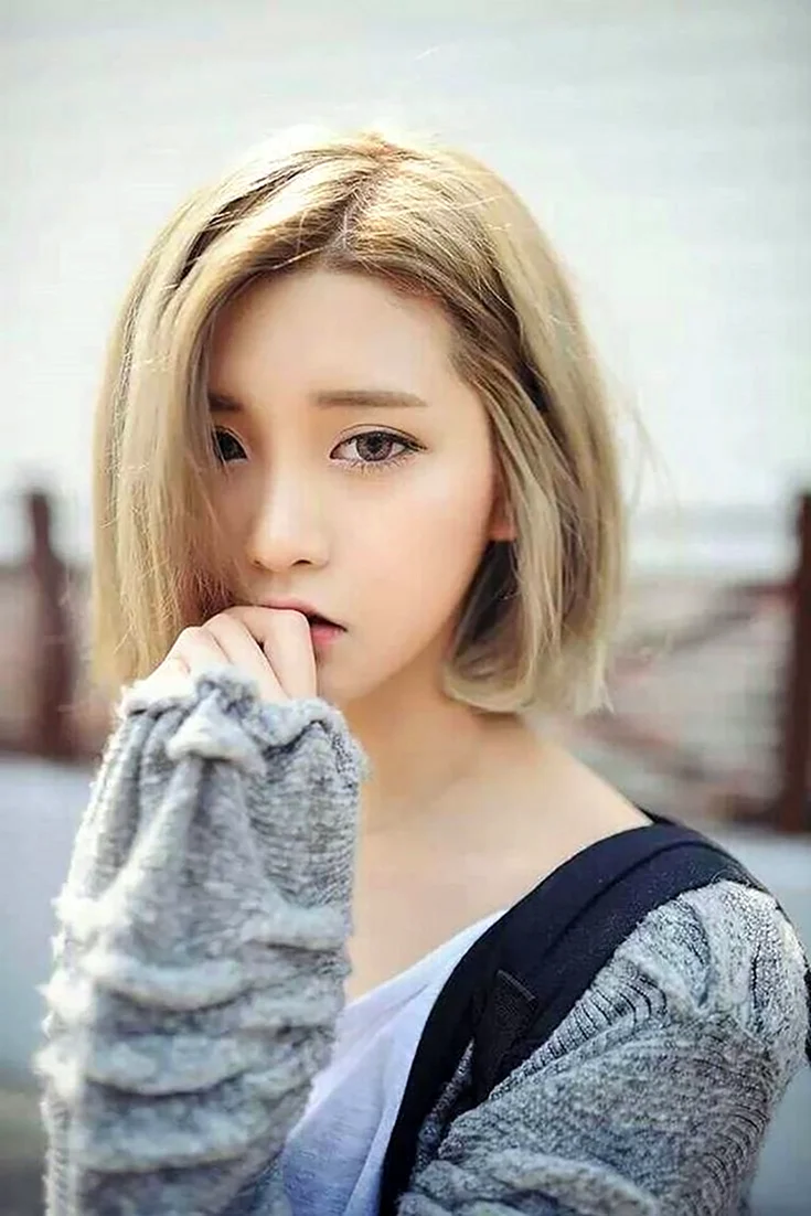 Ulzzang korean girl short hair светлые волосы